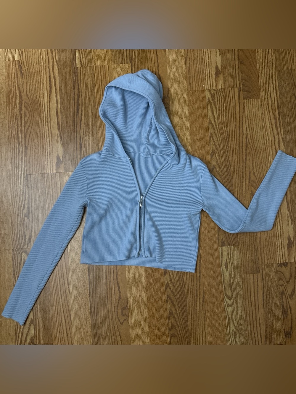 John Galt Light Blue zip-up cropped hoodie
